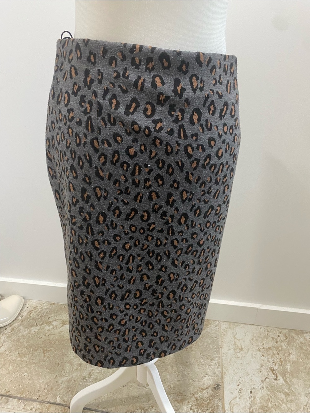 Nine West Gray & Brown Leopard Pencil Skirt